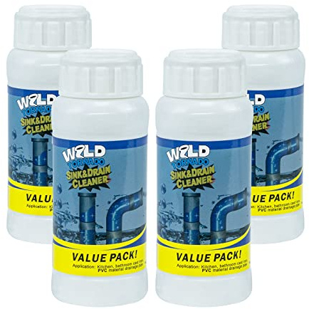 Wild Tornado Pipe Dredge,Powerful Sink Cleaner Powder Fast Foaming for Kitchen Toilet Pipeline Quick Cleaning Tool（4pcs）
