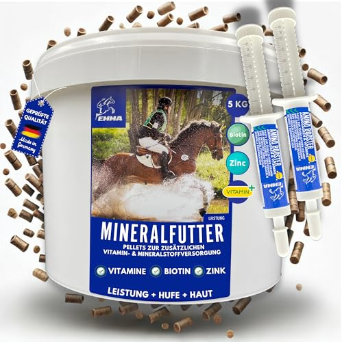 Mangime minerale per cavalli • Biotina zinco selenio lievito di birra cavallo • Supplemento cibo per cavalli con manganese magnesio cavallo + aminoacidi, pasta per cavallo, vitamina B, complesso, pelo