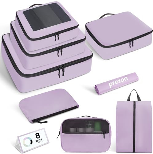 Prezon Packing Cubes for Suitcase 8 Set, Leichtgewichtige Gepäck Packing Organizer Packing Cubes für Reisezubehör