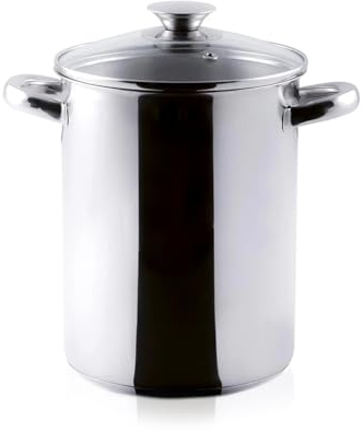 Avilia Asparagera in Acciaio Inox - Pentola per Asparagi e Verdure con Cestello Retato Estraibile, Fondo Triplo per Miglior Distribuzione del Calore, 16 cm