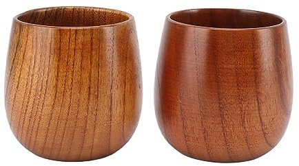 Natudeco Taza de Té de Madera Tazas de Té Japonesas Taza de Agua de Madera Multifuncional Taza de Café de Madera Vajilla de Madera para Café Té Cerveza Vino Bebidas Calientes (2 piezas)