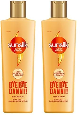 Sunsilk, Shampoo Bye Bye Danni, Shampoo per Capelli Danneggiati e Spenti, Formula Super Fusion con un mix di Acido Ialuronico e Ceramide, Ripara da 7 Tipi di Danni ai Capelli, 220 ml (Confezione da 2)