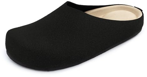 Athlefit Comfortable Slip On Clogs for Women Lightweight Arch Support Walking Shoes for Fall Nurse Work Casual Black