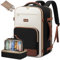 LOVEVOOK Handgepäck Rucksack, 17.3 Zoll Rucksack Handgepäck Flugzeug, Groß Reiserucksack Damen Spritzwasserfest, 40L Travel Backpack für Reise und Business, Urlaub Must Haves - Schwarz Beige Braun