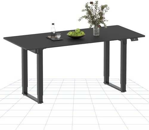 FLEXISPOT Electric Standing Desk 4 Legs Dual Motors, Height Adjustable Sit Stand Home Office Workstation with Memory Smart Panel, Splice Board, QS2 140 * 70cm Black