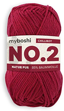 Häkel- und Strickgarn: 100% pflanzlich, besonders leichtes Garn. 15% Kapok, 85% Baumwolle Chillirot