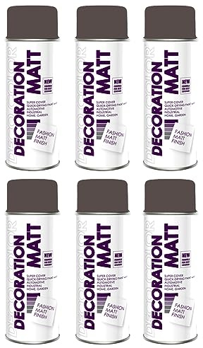 Fahrzeugteile Hoffmann 6er Sparpack Lackspray MATT nach RAL in 400ml zur Lackierung von Auto Stahl Aluminium Beton Holz (6 Dosen in braun MATT RAL 8019)