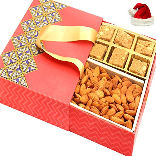 Ghasitaram Gifts Christmas Gifts Healthy Hampers - 2 Part Almonds and Garula Bites Bag Box