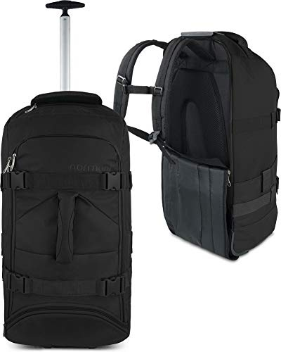 normani Backpacker Reisetaschen-Rucksack mit Trolleyfunktion - Trolley mit Frontloader Funktion und vielen Taschen 60 Liter Farbe Schwarz
