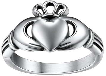 FaithHeart Claddagh Irish Love Wedding Engagement Promise Ring Silver