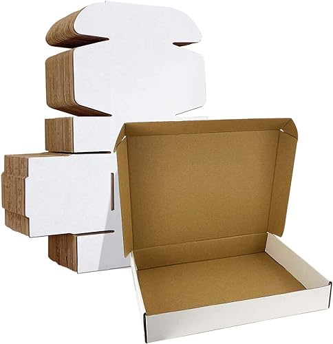 HORLIMER 25 Stück Versandkarton Klein Karton Box, 330x254x51mm Verpackungskartons mit Deckel für Warensendung, Geschenkbox, Faltkarton, Postkarton(Weiß)