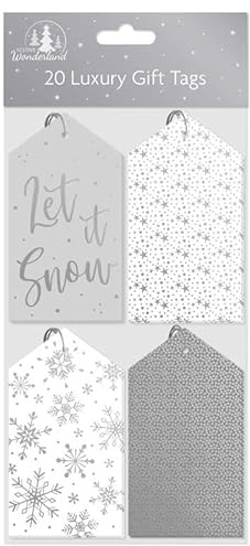 Tallon XA0152 Festive Wonderland Luxury Shiny Foil Christmas Xmas Gift Tags, Silver - Pack of 20