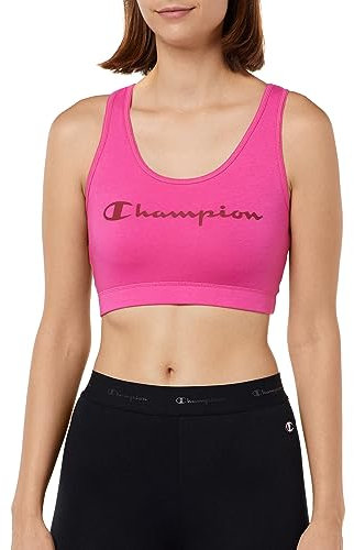 Champion Athletic C-Sport W-Cotton Stretch Jersey Light Support Sujetador Deportivo para Mujer, Fucsia, XS