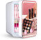 Mini Makeup Beauty KüHlschrank, 8L,Led Spiegel,Dimmbar Gefrierschrank Klein, KüHlen Oder Heizen, Auto Oder Zu Hause BüRo KüHlschrank Frauen,White