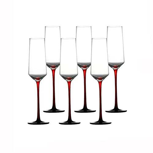 Coupes de Champagne Lot de 6 verres à champagne en cristal - Verre à vin mousseux - Flûte à champagne de 230 ml - for la maison, la vie quotidienne, le mariage, boire du champagne Flûtes à Champagne (