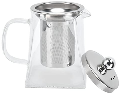 Glass Teapot Stovetop,Clear Tea Kettle with Removable Stainless Steel Infuser Teapot Leaf Tea Maker Tea Brewer for Camping Travel (550ml)