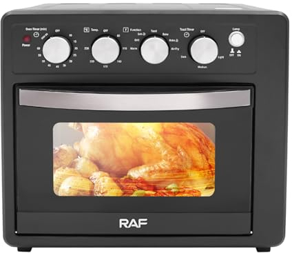 Donened - Minihorno, horno multifuncional para freír, 25 l, 1700 W, freidora de aire caliente, horno con bandeja para pizza, molde y rejilla de alambre, panadería en casa