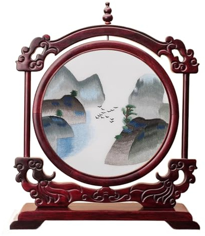 HangErFeng Chinese Double Sided Rotating Embroidery Display Stand 360° Oriental Art 235 Color1
