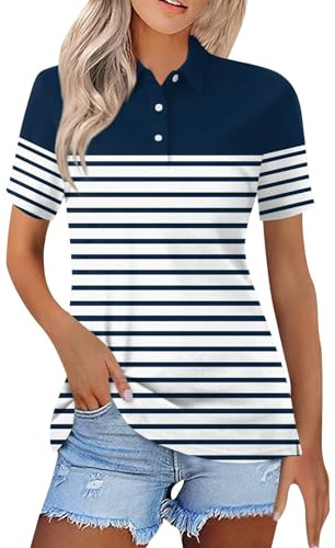 Polo Femme Shirt Coton Sport Polo d'été Respirant Tennis Shirt Chemise à Manches Courtes à Séchage Rapide Golf Tops