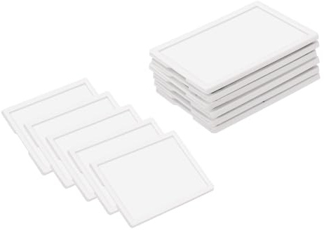 sourcing map Lot de 10 porte-étiquettes magnétiques de 10,2 x 7,1 cm avec cartes en papier et films de protection pour étagère, tableau blanc, boîte à outils, mur d'armoire, tiroir, blanc