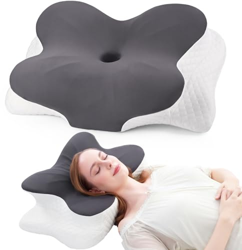 Cuscino Cervicale per Dormire, Cuscino Ergonomico Cervicale per Dormitori Laterali, Supini e Proni, Cuscino per Cervicale con Federa Sfoderabile e Lavabile, 60 x 38 x 14 cm, Inserto 2 cm per altezza