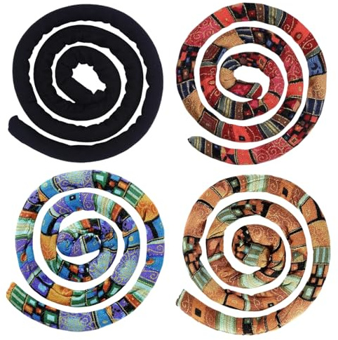 4 Pieces Spiral Lock Hair Tie for Dreadlocks - Iron Wire Embedded, Bendable Ponytail Holders - Long Dreadlock Accessory for Women & Men with Thick Curly Hair