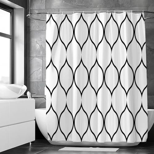 Cortina para Baño - Tenda da doccia impermeabile, motivo geometrico, 150 x 170 cm, con ganci, protezione per vasca da bagno, design moderno, 150 x 170 cm