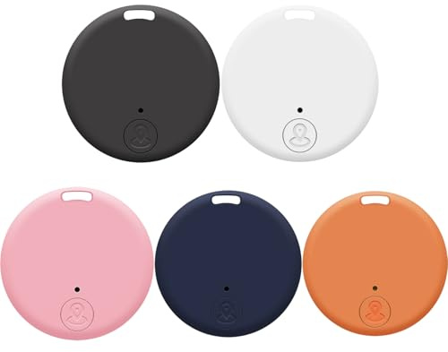 5 Pièces Traceur GPS pour Chien et Chat, Traceur Localisateur D'objets GPS Compatible avec iOS/Android, Traceu-r Miniature Rond pour Valises/Portefeuilles/Clés/Sacs/Bagages, Batterie Remplaçable