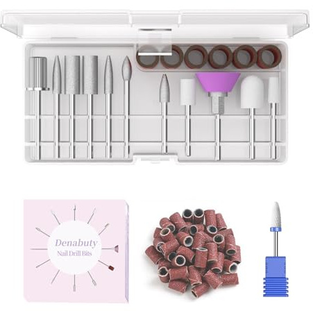 Denabuty Punte Fresa Unghie Ceramica 12 pezzi kit Punta da Trapano per Unghie Elettrica Professionale Strumenti Nail Drill per Rimozione Gel, Lucidatura, Pelle Mort, Manicure, Pedicure, Uso Domestico