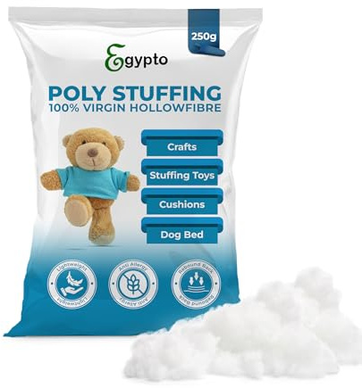 Egypto 250 Gram Toy Stuffing for Knitted Toys | 100% Virgin Hollowfibre | Soft, Hypoallergenic & Breathable Stuffing for Crafts, Crochet, Cushions & Pillows