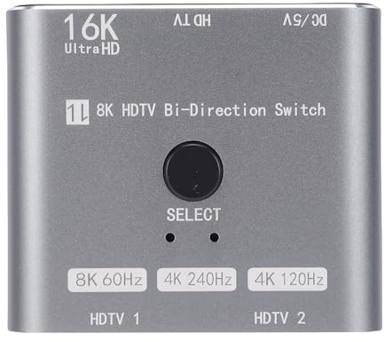PUSOKEI 16K HDMI Switcher, 8K HDTV Bi-Direction 48Gbps HDMI 2.1 Splitter Switcher, 8K@60Hz 4K@240Hz 4K@120Hz, Kompatibel med Spelkonsol-TV