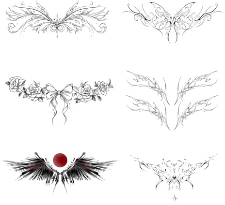 UZYXC 6 Grandes Tatuajes Temporales Flores Negras - Tatuajes Falsos para Mujer, Pecho, Cintura, Espalda - Motivos Mandala