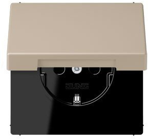 Jung LC 1520 KIKL 32142 Schuko Steckdose 16 A 250 V mit Berührungsschutz und Klappdeckel Serie LS Les Couleurs Ombre naturelle Claire