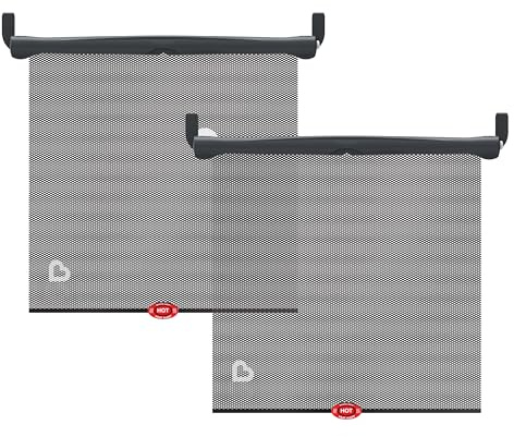 Munchkin Brica Sun Safety Car Window Shade with Heat Alert, Helps Block UVA/UVB Rays, 2 Pack, Black