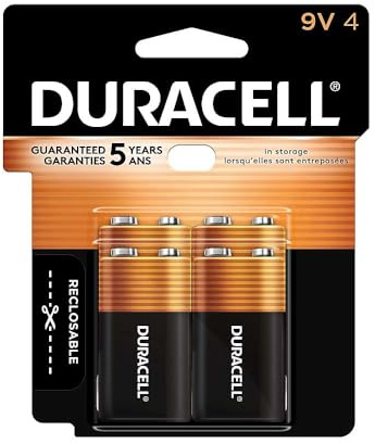 Duracell - CopperTop 9V Alkaline Batteries - long lasting, all-purpose 9 Volt battery for household and business - 4 count (Pack of 24)