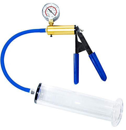 Penispumpe mit Scherengriff und Manometer - 26cm Ø5,2cm - Potenzsteigerung Penisverlängerung Erektion Impotenzhilfe Penisvergrößerung Vakuumpumpe für Männer Potenz-Training