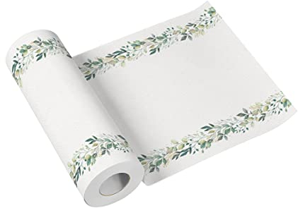 PAW - Tischläufer aus Airlaid (40 cm x 24 m) I Tischdeko für Kommunion, Konfirmation, Hochzeit, Geburtstag, Gartenparty, Taufe I Tischband - Natur, Blätter, Girlanden I Farbe: Elegant Leaves
