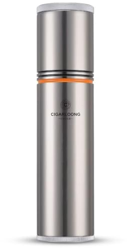 CIGARLOONG - Caja de cigarros portátil para cigarros de viaje sellada de acero inoxidable con humidificador (color gris)