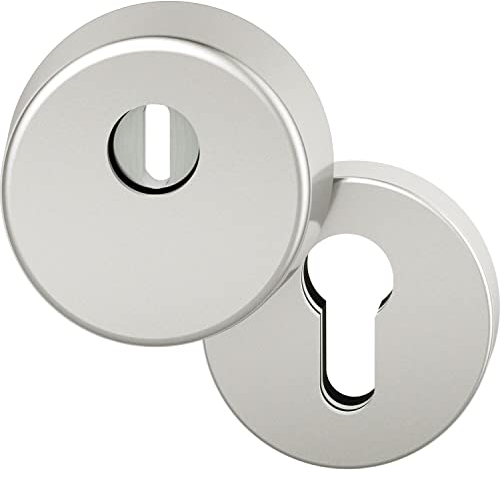 FSB 0 73 7395 01010 0105 Silber Schutzrosette PZ mit Kernziehschutz, Sicherheitsrosette rund inkl. Gegenrosette, Aluminium eloxiert