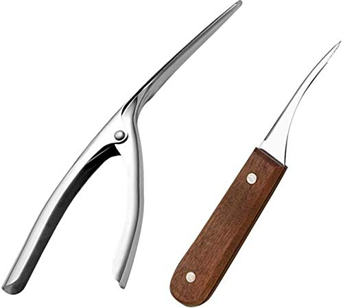 COSINE Lot de 2 éplucheurs de crevettes en acier inoxydable pour couteaux à fil de crevettes, accessoires de cuisine