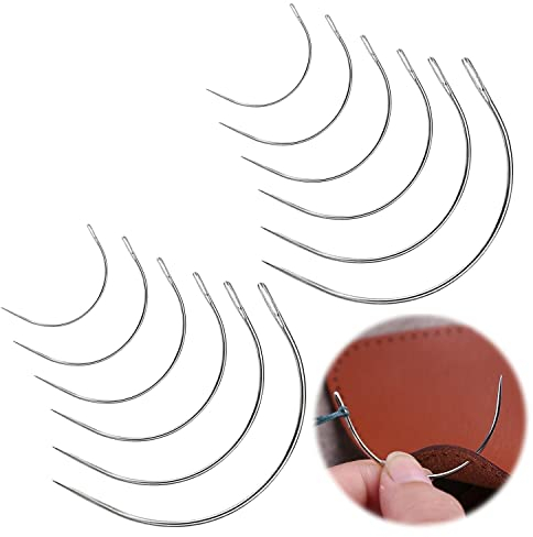 Aghi curvi, aghi curvi sottili, aghi ricurvi, aghi per sellatura, parrucca C curvi, aghi rotondi in pelle, aghi da cucito in pelle (12 pezzi)