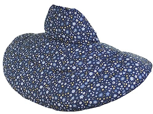 Almohada térmica cervical con cuello. Algodón biológico - Florecitas. Cojín con pepitas de uva. Cojín de nuca. Saco de calor y frio con semillas