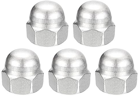 sourcing map 1/2-13 Acorn Cap Nuts,5pcs - 304 Stainless Steel Hardware Nuts, Acorn Hex Cap Dome Head Nuts for Fasteners (Silver)