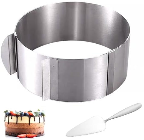 Misazy tortenring hoch 20 cm tortenring verstellbar, hoher tortenring, backring verstellbar Mit Kuchenspatel, backringe Mit Skala - Edelstahl Backring verstellbar 16-30 cm