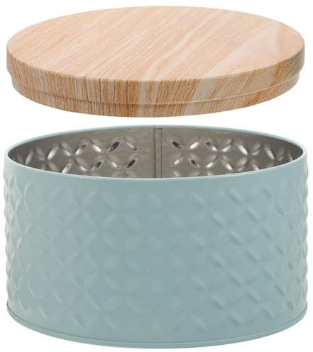 Lurrose Boîtes À Biscuits Rondes Avec Couvercles En Bois Récipient À Biscuits En Métal Boîte À Biscuits Vide Boîte À Thé En Fer Blanc Boîte À Bijoux Boîte À Bibelots Récipient De Stockage