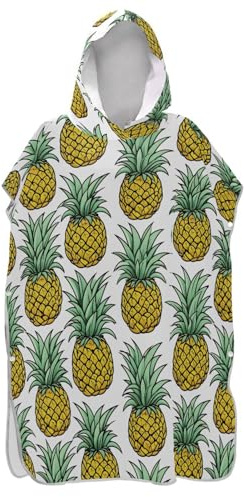 senya Surf Poncho Towel Hooded Beach Towel, Pineapple Seamless Pattern Bath Towel Swim Cover Up for Women Men Beach Pool Water Park