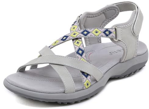 Meik Mangni Sandales Sport Femme Sandale de Randonnée d'été Sandales de Marche Légères à Bout Ouvert Chaussures de Trekking en Plein Taille:36-41 EU