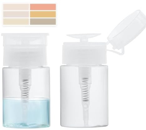 3-pack Push Down pumpdispenser, tom pumpflaskdispenser med DlY-etiketter för nagellack, sminkborttagare, alkohol, ansiktstoner, 60 ml