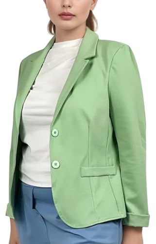 Ballandoro Damblazer i Trikå – Figursydd Jerseykavaj utan Foder och Fickor – Casual Kavaj för Kontor och Vardag – Resvänlig och Mjuk Blazer för Kvinnor, Mint grön, M