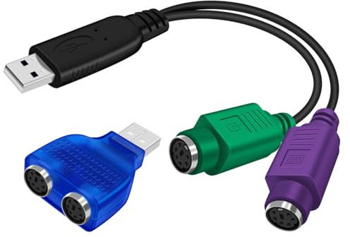 YINGAYOU PS2 to USB Adapter Keyboard PS2 to USB Cable Adapter Cable 18cm Built-in Chip No Need to Drive Plug and Play for Desktop Laptop (18cm+Adapter)